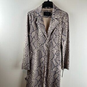 Tahari Coat Medium Cream Snake Print
